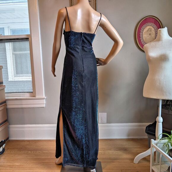 Vintage 1990s Jump Prom Dress Purple Metallic Whimsygoth Formal Slit Size 13 - Picture 15 of 15